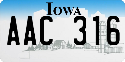 IA license plate AAC316