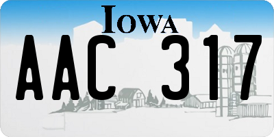 IA license plate AAC317