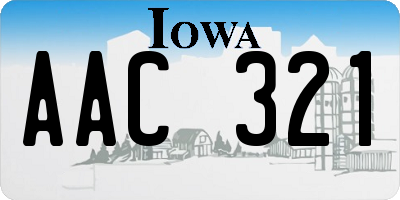 IA license plate AAC321