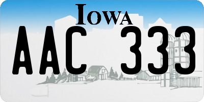 IA license plate AAC333