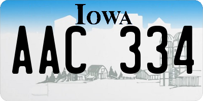 IA license plate AAC334