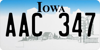 IA license plate AAC347