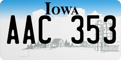 IA license plate AAC353