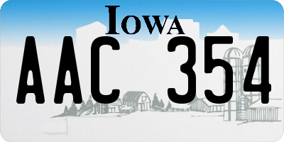 IA license plate AAC354