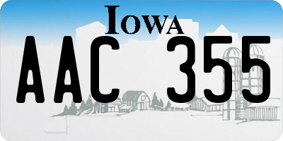 IA license plate AAC355