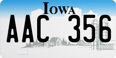 IA license plate AAC356