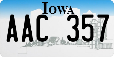 IA license plate AAC357