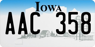 IA license plate AAC358