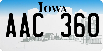 IA license plate AAC360