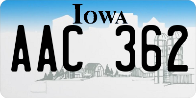 IA license plate AAC362