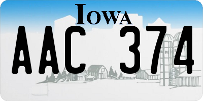 IA license plate AAC374