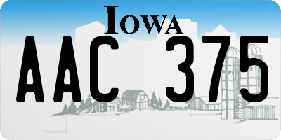 IA license plate AAC375