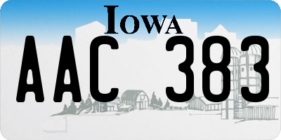 IA license plate AAC383