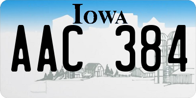 IA license plate AAC384