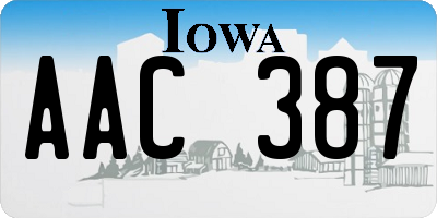 IA license plate AAC387