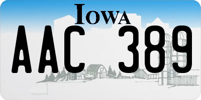 IA license plate AAC389