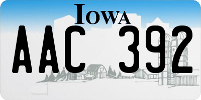 IA license plate AAC392