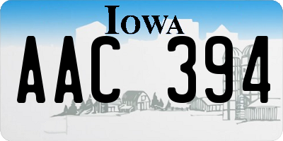 IA license plate AAC394