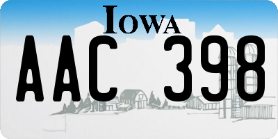 IA license plate AAC398