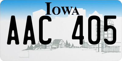 IA license plate AAC405