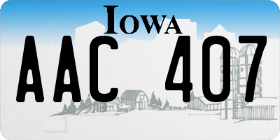 IA license plate AAC407