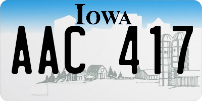 IA license plate AAC417