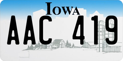 IA license plate AAC419