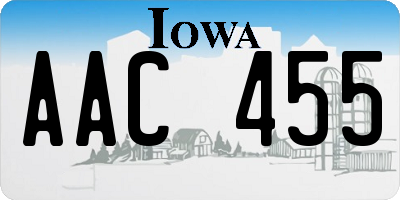 IA license plate AAC455