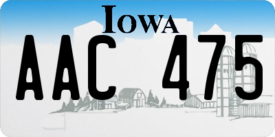 IA license plate AAC475