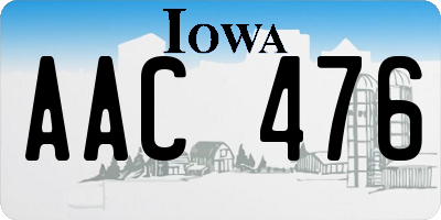 IA license plate AAC476