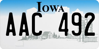 IA license plate AAC492