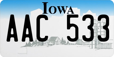 IA license plate AAC533