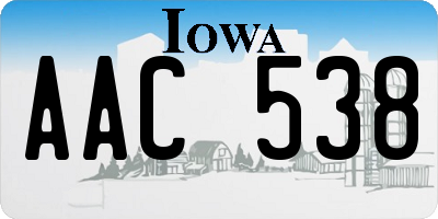 IA license plate AAC538