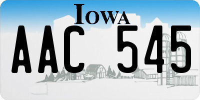 IA license plate AAC545