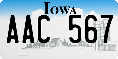 IA license plate AAC567