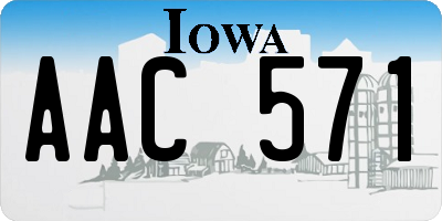 IA license plate AAC571