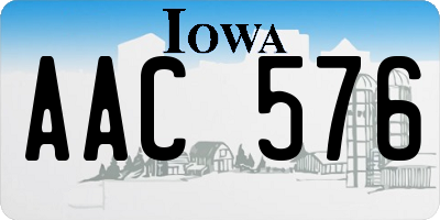 IA license plate AAC576