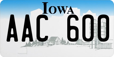 IA license plate AAC600