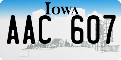 IA license plate AAC607