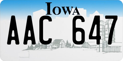 IA license plate AAC647