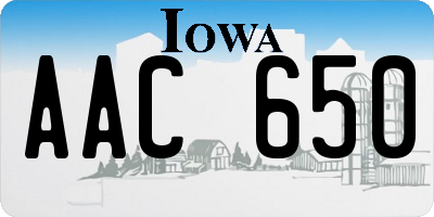 IA license plate AAC650