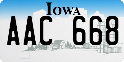 IA license plate AAC668