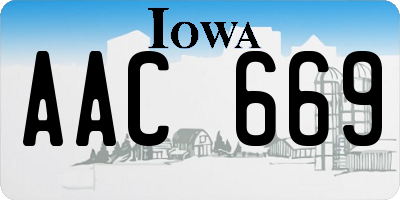 IA license plate AAC669