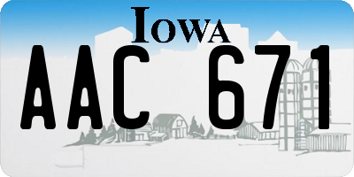 IA license plate AAC671