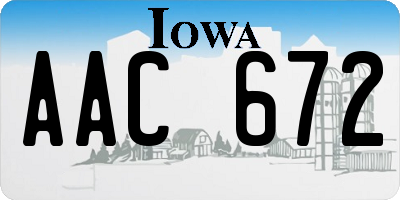 IA license plate AAC672