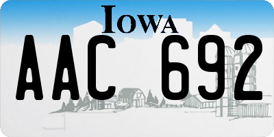 IA license plate AAC692