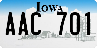 IA license plate AAC701