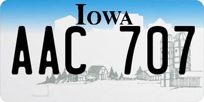 IA license plate AAC707