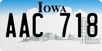 IA license plate AAC718