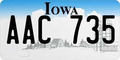 IA license plate AAC735